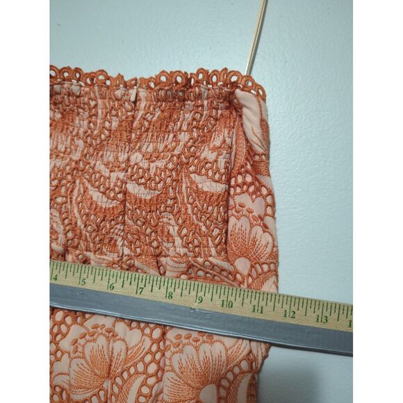 NWT Anthropologie Womens Midi Floral Embroidery Bodycon Dress Orange Size 8 - Picture 10 of 12